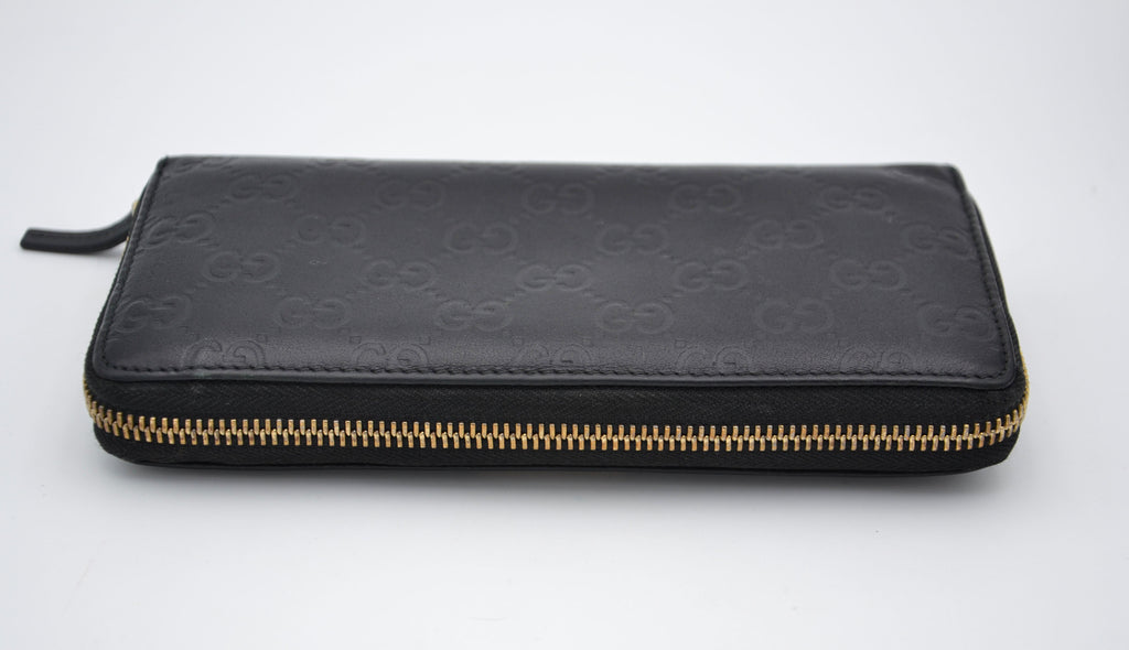 Portefeuille Gucci Zippy Long En Cuir Noir Guccissima