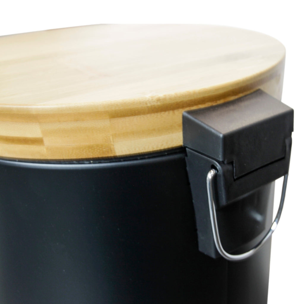 Forest Wood Stainless Steel Pedal Bin - 30L - Black