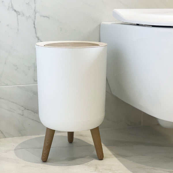 Free-standing bathroom touch bin 7L MALMO Wood color