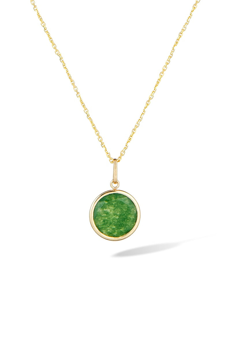 Hänge "Beyla" med grön jade, 9K gult guld (375/1000)