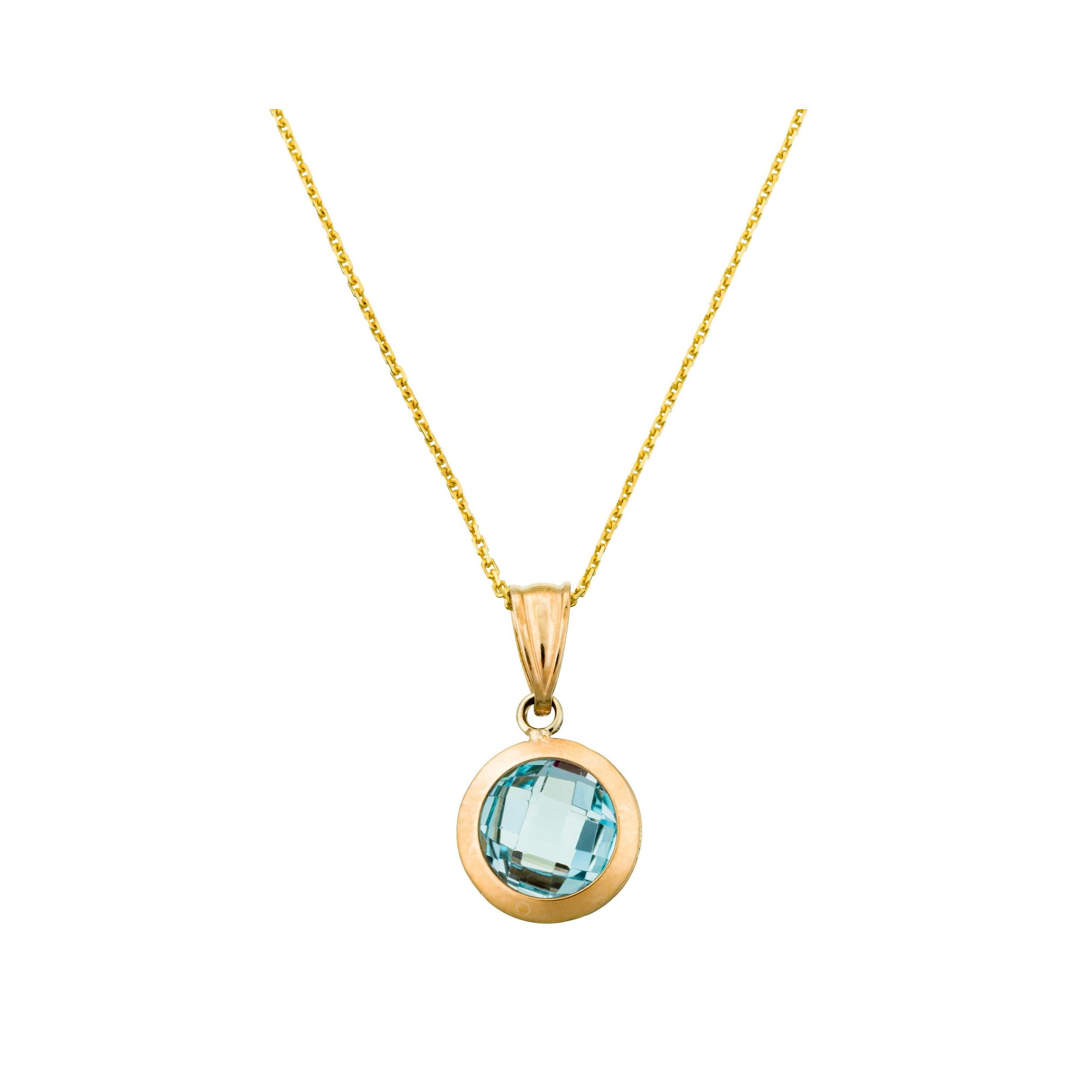 Colgante “Extase” Oro amarillo 375/1000 Piedra azul celeste