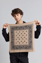 Pañuelo bandana Presley de cachemira - Beige y negro - Unisex