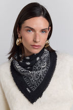 Pañuelo Bandana Presley en Cachemira - Negro & Blanco - Unisex