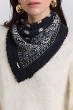 Pañuelo Bandana Presley en Cachemira - Negro & Blanco - Unisex