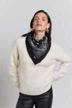 Pañuelo Bandana Presley en Cachemira - Negro & Blanco - Unisex