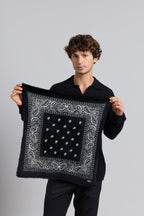 Pañuelo Bandana Presley en Cachemira - Negro & Blanco - Unisex