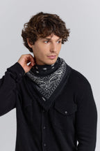 Pañuelo Bandana Presley en Cachemira - Negro & Blanco - Unisex