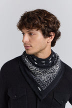 Pañuelo Bandana Presley en Cachemira - Negro & Blanco - Unisex