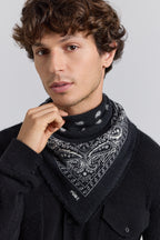 Echarpe Bandana Presley En Cachemire - Noir & Blanc - Mixte