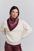 Echarpe Bandana Presley En Cachemire - Bordeaux & Blanc - Mixte