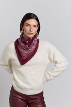 Echarpe Bandana Presley En Cachemire - Bordeaux & Blanc - Mixte