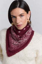 Echarpe Bandana Presley En Cachemire - Bordeaux & Blanc - Mixte