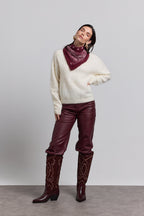 Echarpe Bandana Presley En Cachemire - Bordeaux & Blanc - Mixte