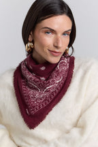 Echarpe Bandana Presley En Cachemire - Bordeaux & Blanc - Mixte