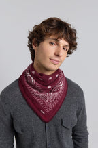 Echarpe Bandana Presley En Cachemire - Bordeaux & Blanc - Mixte