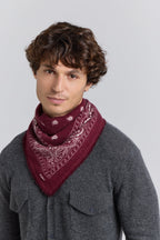 Echarpe Bandana Presley En Cachemire - Bordeaux & Blanc - Mixte