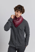 Echarpe Bandana Presley En Cachemire - Bordeaux & Blanc - Mixte