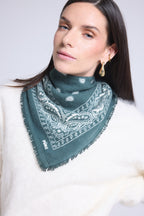 Echarpe Bandana Atlas Presley En Cachemire - Vert Bouteille & Blanc - Mixte
