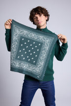 Echarpe Bandana Atlas Presley En Cachemire - Vert Bouteille & Blanc - Mixte