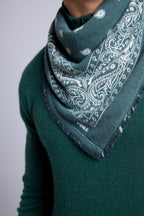 Echarpe Bandana Atlas Presley En Cachemire - Vert Bouteille & Blanc - Mixte