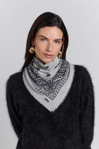 Presley Cashmere Bandana Scarf - Grey & Black - Unisex