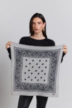 Presley Cashmere Bandana Scarf - Grey & Black - Unisex