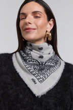 Presley Cashmere Bandana Scarf - Grey & Black - Unisex