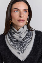 Presley Cashmere Bandana Scarf - Grey & Black - Unisex