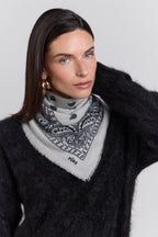 Presley Cashmere Bandana Scarf - Grey & Black - Unisex