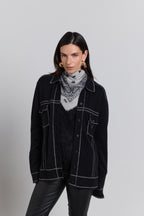 Presley Cashmere Bandana Scarf - Grey & Black - Unisex