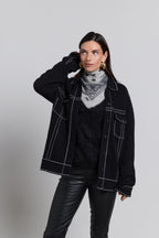 Presley Cashmere Bandana Scarf - Grey & Black - Unisex