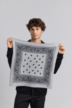 Presley Cashmere Bandana Scarf - Grey & Black - Unisex