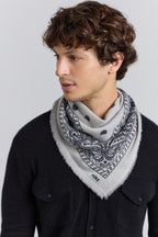 Presley Cashmere Bandana Scarf - Grey & Black - Unisex
