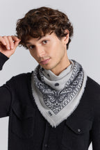 Presley Cashmere Bandana Scarf - Grey & Black - Unisex