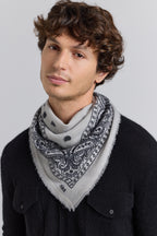 Presley Cashmere Bandana Scarf - Grey & Black - Unisex