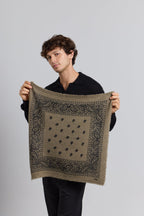Echarpe Bandana Presley En Cachemire - Ledburry Khaki & Noir - Mixte