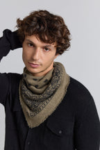 Echarpe Bandana Presley En Cachemire - Ledburry Khaki & Noir - Mixte