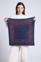 Bufanda bandana Atlas Presley de cachemira - Marino y rojo - Unisex