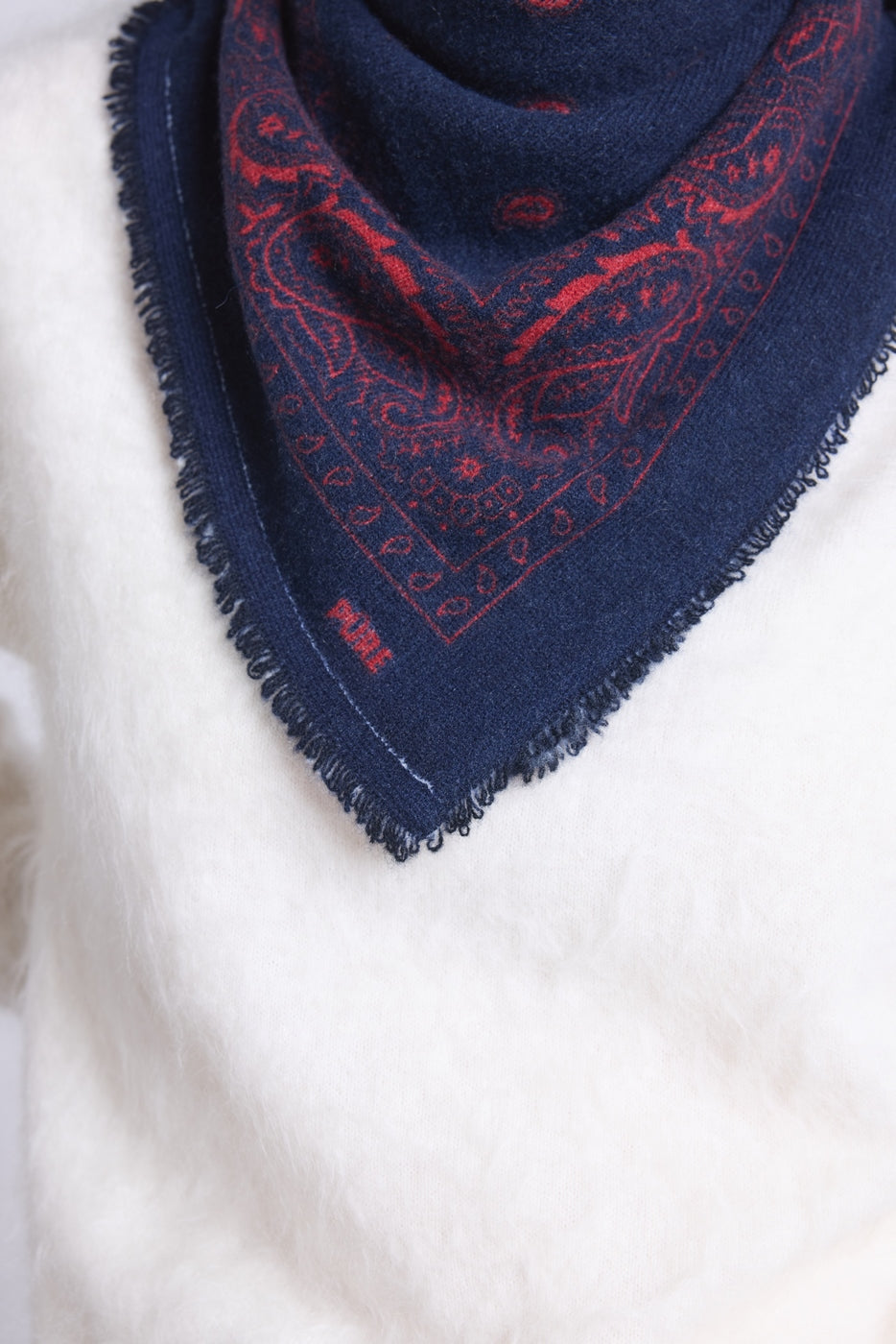 Bufanda bandana Atlas Presley de cachemira - Marino y rojo - Unisex