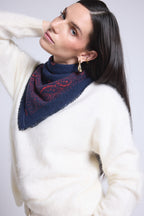Bufanda bandana Atlas Presley de cachemira - Marino y rojo - Unisex