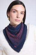 Bufanda bandana Atlas Presley de cachemira - Marino y rojo - Unisex