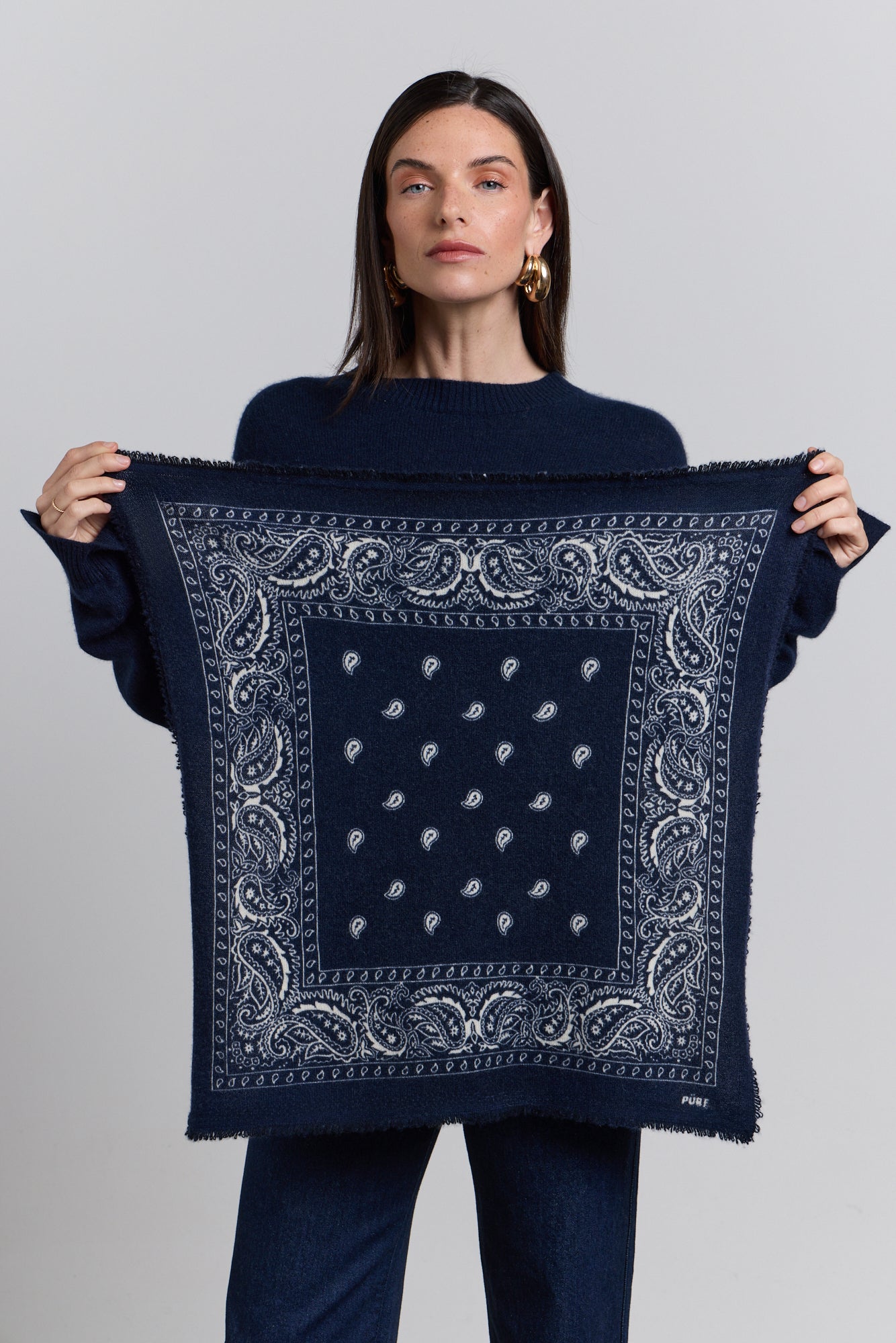 Bufanda Presley Bandana - Azul marino y blanco - Mixto