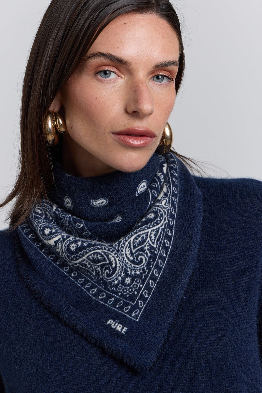 Bufanda Presley Bandana - Azul marino y blanco - Mixto