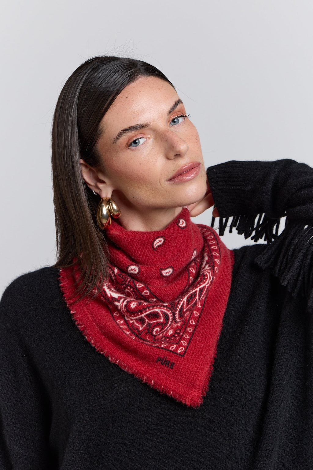 Pañuelo Bandana Presley En Cachemira - Rojo & Negro - Mixto