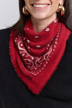 Echarpe Bandana Presley En Cachemire - Rouge & Noir - Mixte