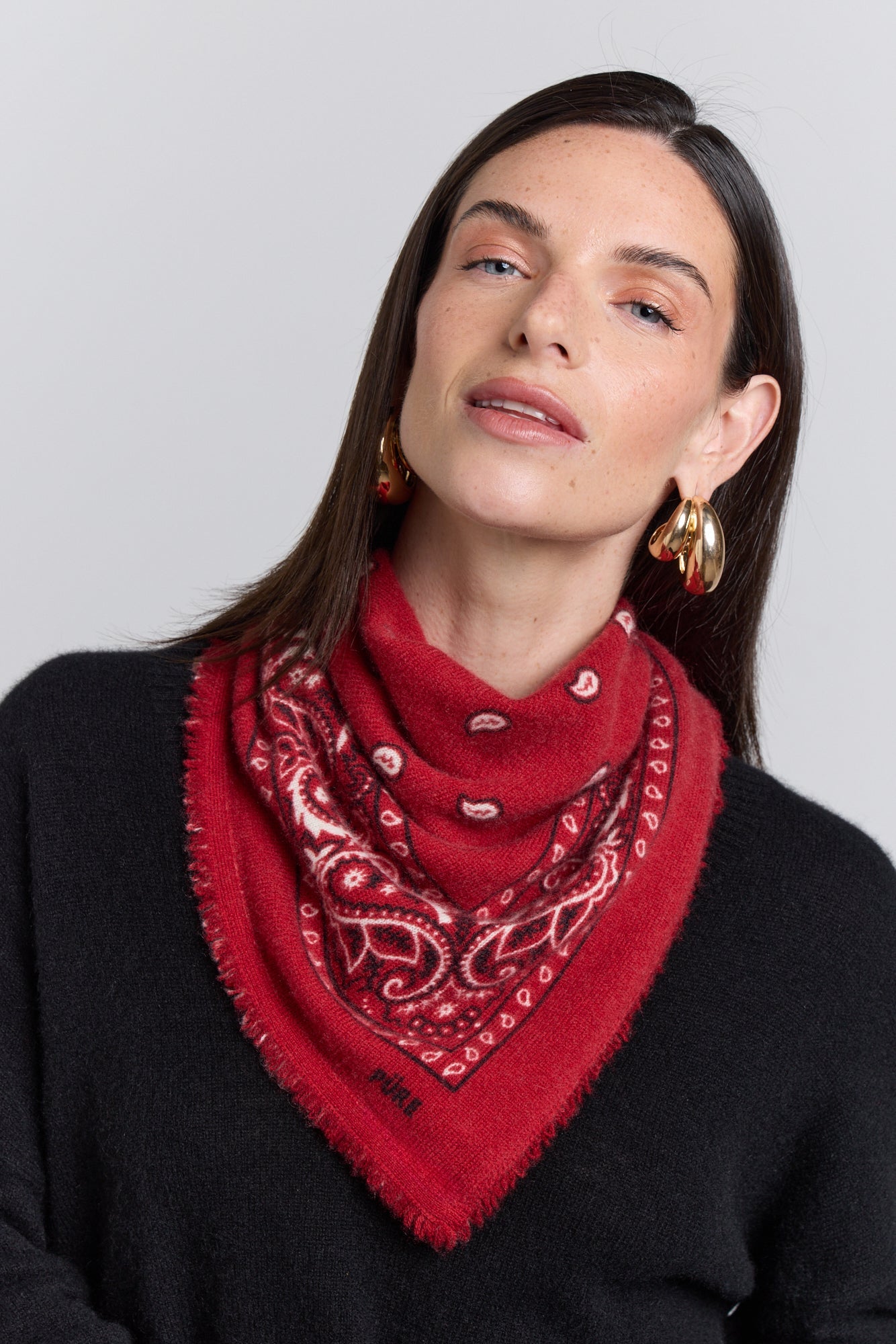Pañuelo Bandana Presley En Cachemira - Rojo & Negro - Mixto
