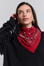 Echarpe Bandana Presley En Cachemire - Rouge & Noir - Mixte