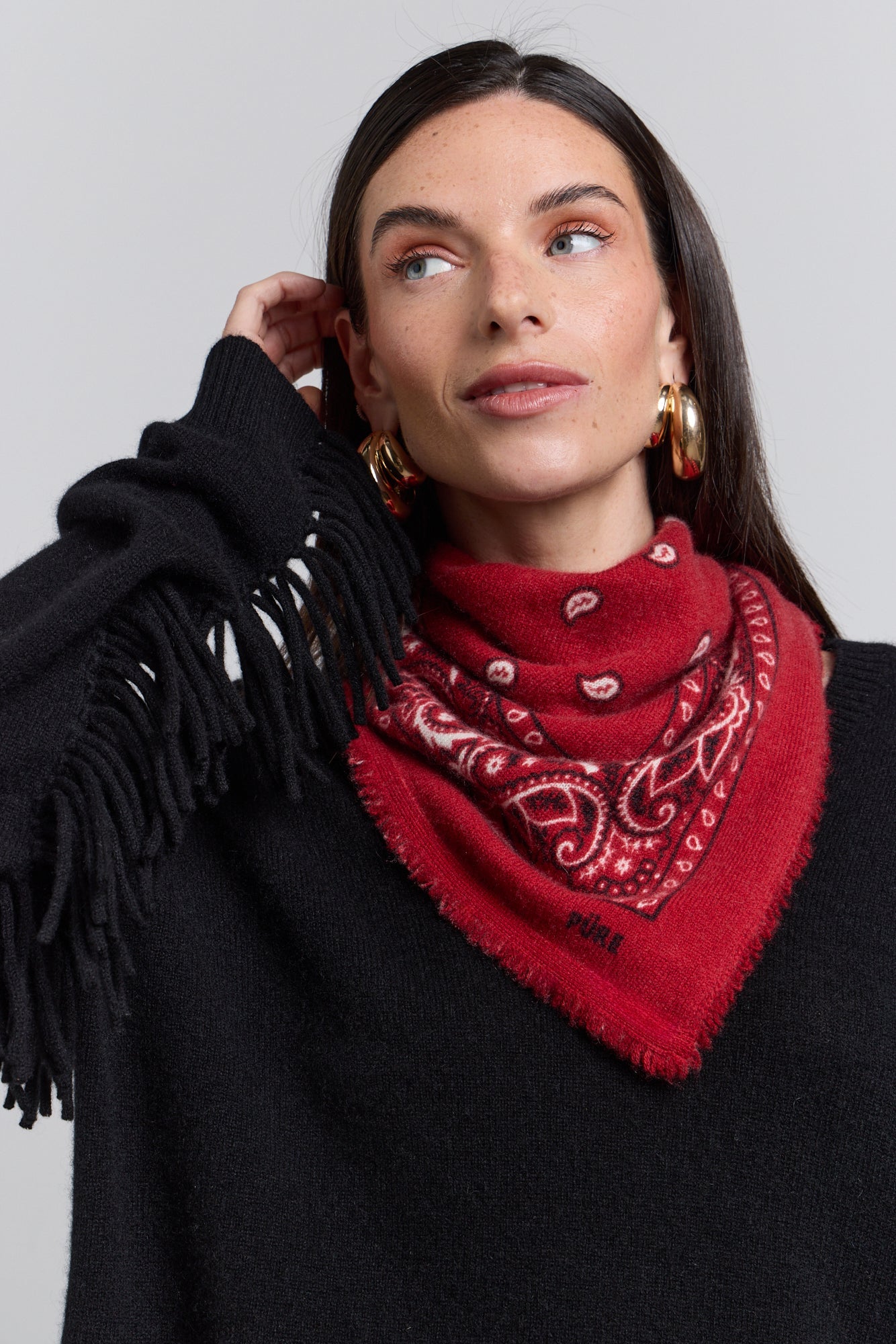Pañuelo Bandana Presley En Cachemira - Rojo & Negro - Mixto
