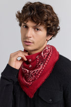 Echarpe Bandana Presley En Cachemire - Rouge & Noir - Mixte