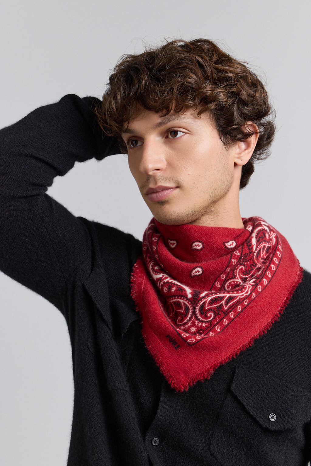 Echarpe Bandana Presley En Cachemire - Rouge & Noir - Mixte